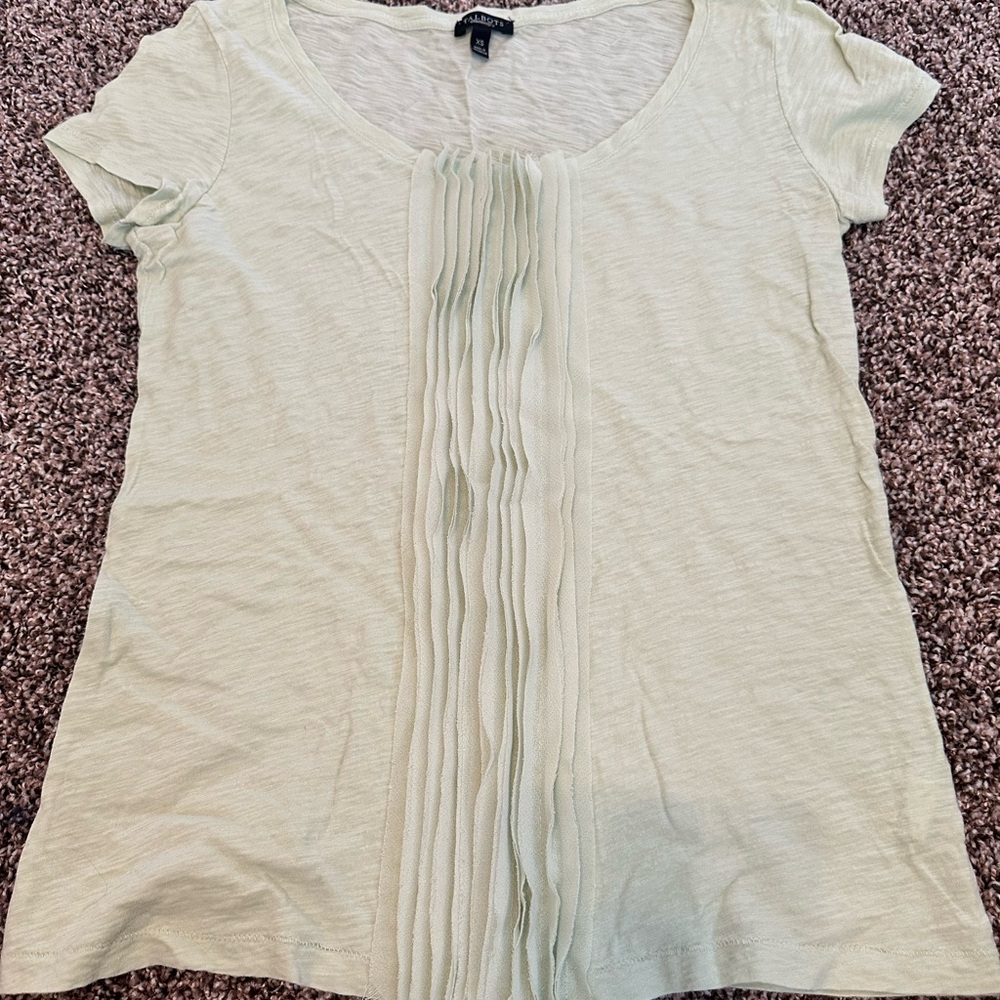 Talbots Soft Green Pleated Short Sleeve Tee